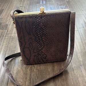 Vintage Elegant Brown Snakeskin Women's Bag